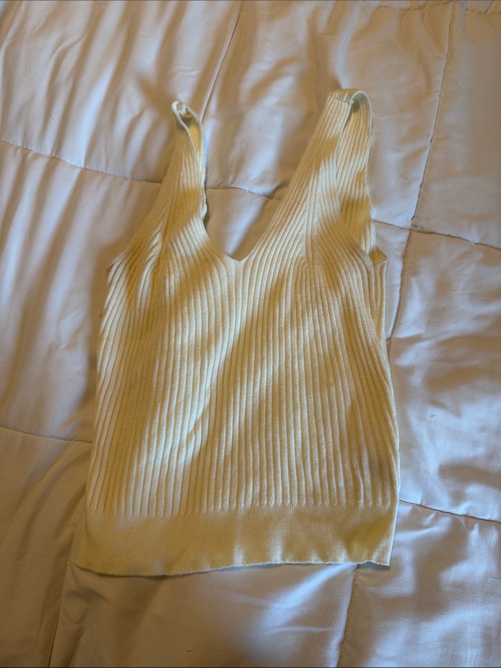 Newbury Kustom cream Ribbed V-Neck Tank